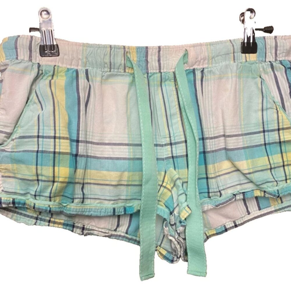 Cute Women's Old Navy Green Plaid Sleep Pajama Lounge Comfy Shorts- Size Small